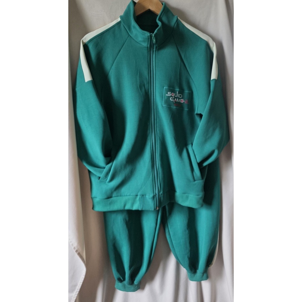 Netflix Squid Game 2 Womens Green Embroidered Full Zip Hoodie Pockets L/XL